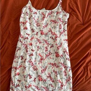 Target White Slip Dress with Pink Floral Print